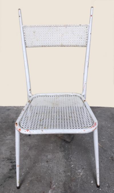 1950s perforated sheet metal furniture in the style of Mathieu Mat got
