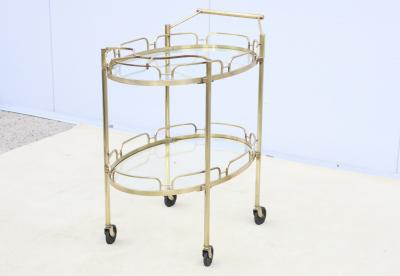 1950s solid brass Oval Bar Cart By Maxwell Phillips