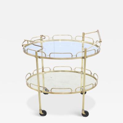 1950s solid brass Oval Bar Cart By Maxwell Phillips