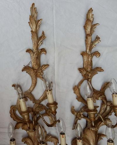 1950s to 1970s Era Pair of Sconces Silvered Wood in the Style of Louis XV