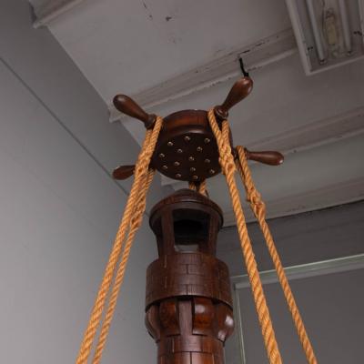 1950s wooden maritime hanging light France