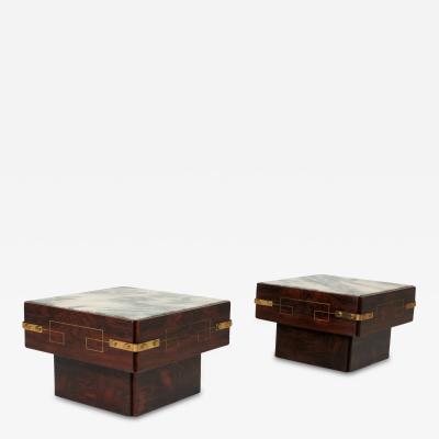 1958 Brazilian Rosewood Side Tables with Marble and Brass