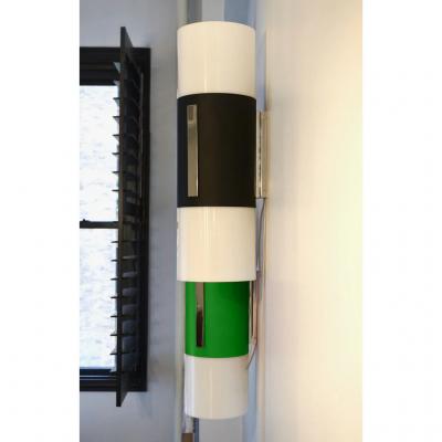 1960 Italian Pair of Forest Green White Tall Ceiling Wall Lights