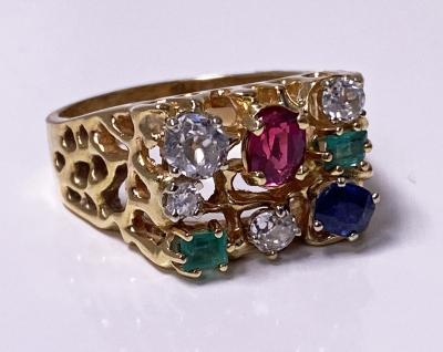 1960 s Gentlemans Gold and Gemstone Ring