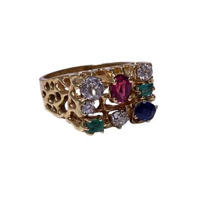1960 s Gentlemans Gold and Gemstone Ring