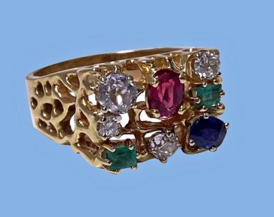 1960 s Gentlemans Gold and Gemstone Ring