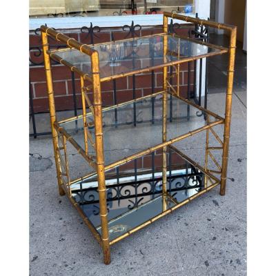 1960 s Hollywood Regency Faux Bamboo Cocktail Bar Cart