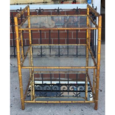 1960 s Hollywood Regency Faux Bamboo Cocktail Bar Cart