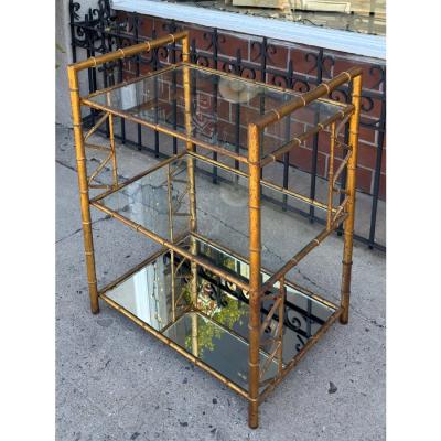 1960 s Hollywood Regency Faux Bamboo Cocktail Bar Cart