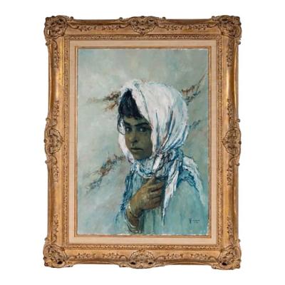 1960 s William Weintraub Portrait Oil Painting of Painting