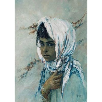 1960 s William Weintraub Portrait Oil Painting of Painting