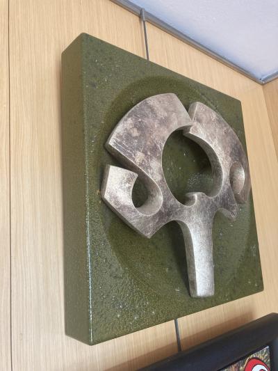 1960s Abstract enameled metal wall sculpture