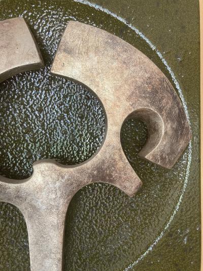 1960s Abstract enameled metal wall sculpture