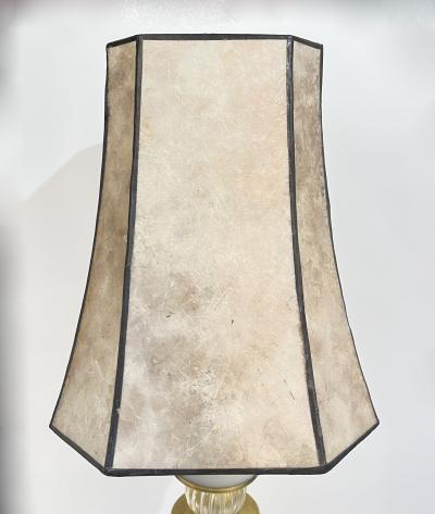 1960s Albarelli Italian Pair Tall Matte White Gold Murano Glass Table Lamps