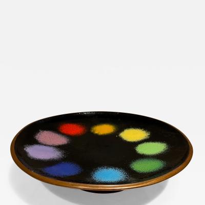 1960s Artisware Handmade Colorful Platter Copper Enamel Tray made in England