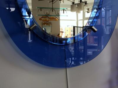 1960s Blue Irregular Oval Mirror