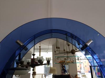 1960s Blue Irregular Oval Mirror