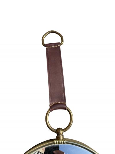 1960s Brass and leather witch mirror