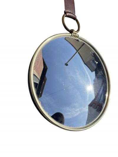 1960s Brass and leather witch mirror