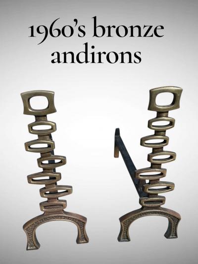 1960s Bronze andirons