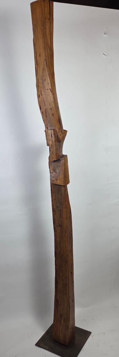 1960s California Brutalist Hand Carved Interlocking Old Growth Douglas Fir Totem