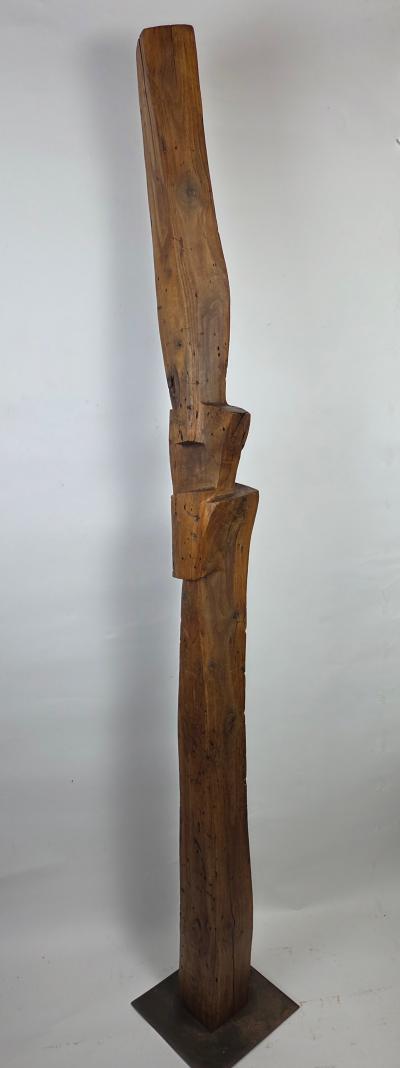 1960s California Brutalist Hand Carved Interlocking Old Growth Douglas Fir Totem