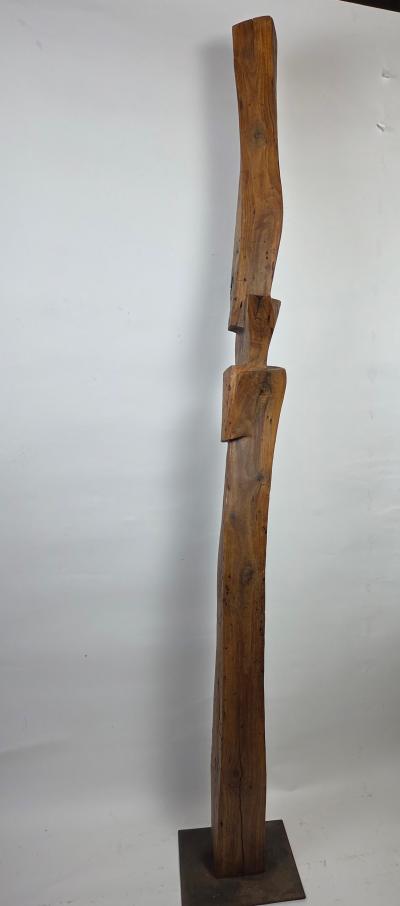 1960s California Brutalist Hand Carved Interlocking Old Growth Douglas Fir Totem