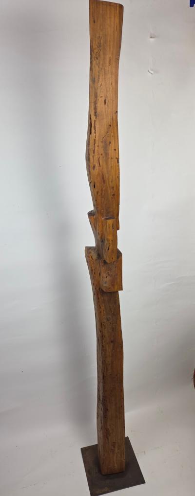1960s California Brutalist Hand Carved Interlocking Old Growth Douglas Fir Totem