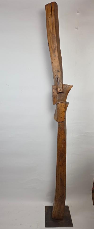 1960s California Brutalist Hand Carved Interlocking Old Growth Douglas Fir Totem