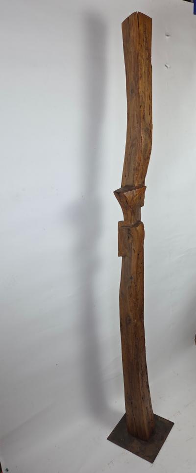 1960s California Brutalist Hand Carved Interlocking Old Growth Douglas Fir Totem