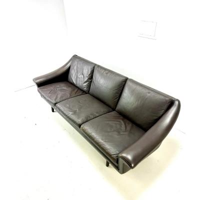 1960s Danish Leather Sofa Designed by Aage Christiansen