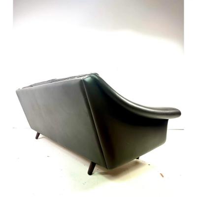 1960s Danish Leather Sofa Designed by Aage Christiansen