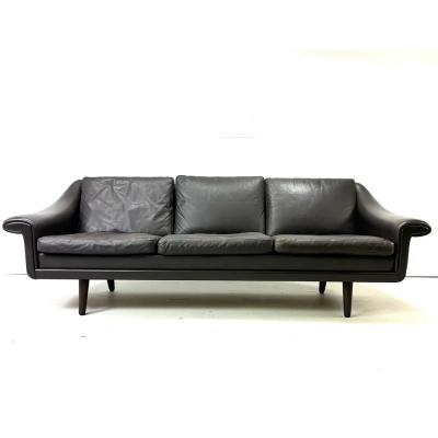 1960s Danish Leather Sofa Designed by Aage Christiansen