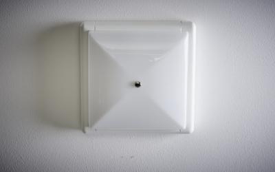 1960s Design Flush Mount White White Wood Frame Nos Italy