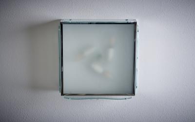 1960s Design Flush Mount in Clear Glass Nos Italy