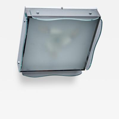 1960s Design Flush Mount in Clear Glass Nos Italy