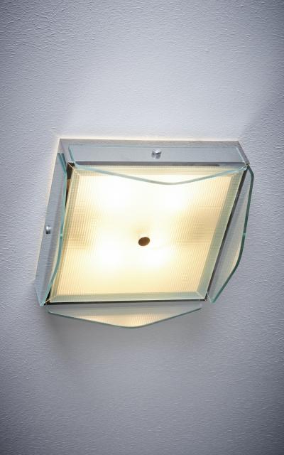 1960s Design Flush Mount in clear glass nos Italy
