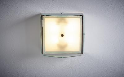 1960s Design Flush Mount in clear glass nos Italy