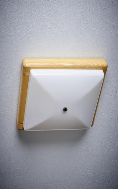 1960s Design Flush Mount with Wood Frame new old stock Italy