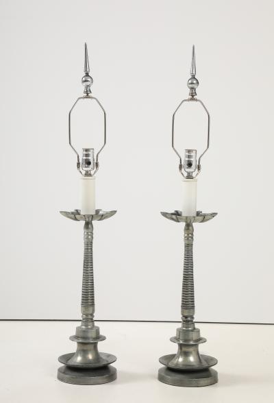 1960s French Aluminum Table Lamps