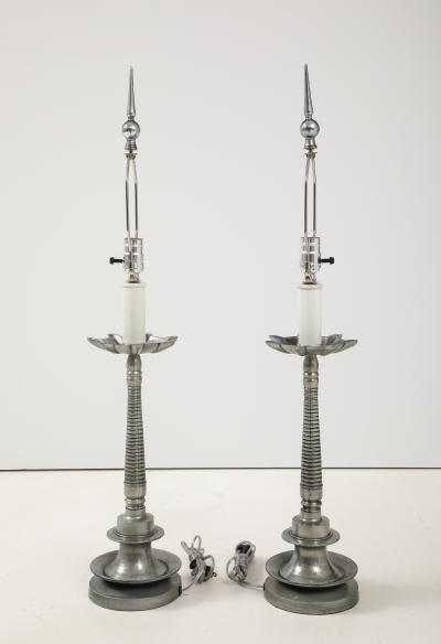 1960s French Aluminum Table Lamps