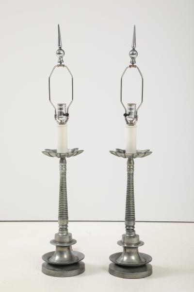 1960s French Aluminum Table Lamps