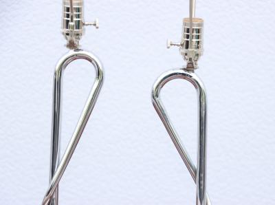 1960s French Horse Shoe Chrome Table Lamps