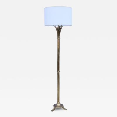 1960s French Solid Brass Tripod Floor Lamp