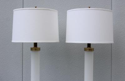 1960s Glass And brass With Marble Base Italian Table Lamps