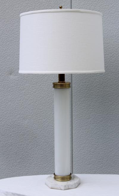 1960s Glass And brass With Marble Base Italian Table Lamps