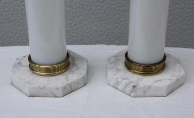 1960s Glass And brass With Marble Base Italian Table Lamps