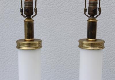 1960s Glass And brass With Marble Base Italian Table Lamps
