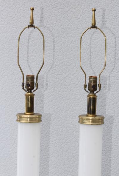 1960s Glass And brass With Marble Base Italian Table Lamps