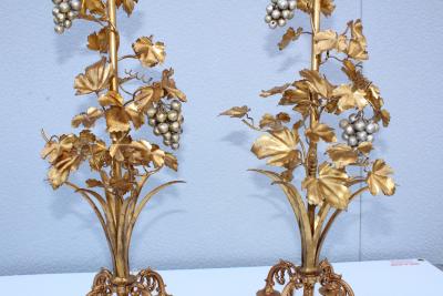 1960s Grape Vine Gilt Tall Table Lamps
